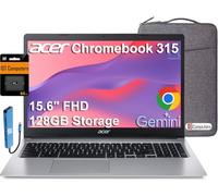 Acer Chromebook 315 Laptop (39.6 cm FHD, Intel Celeron N4500, 4 GB de RAM, 128 GB de almacenamiento (eMMC de 64 GB + tarjeta SD de 64 GB) para hogar y estudiantes, batería de larga duración, KB