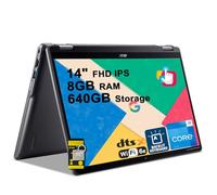 acer Chromebook Plus Spin 514 Laptop 2 en 1 de 14 pulgadas FHD IPS pantalla táctil (100% sRGB) Intel 10-core i5-1334U 8GB RAM 640GB almacenamiento (SSD de 512GB + tarjeta SD de 128GB) retroiluminado