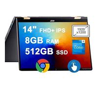 Acer Chromebook Spin 714 Laptop 2 en 1 de 14 pulgadas FHD+ IPS pantalla táctil de 13ª generación Intel 10-core i5-1335U Beats i7-1255U 8GB RAM 512GB SSD retroiluminada USB-C Thunderbolt Sleeve