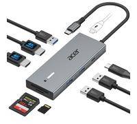 acer Dockingstation USB C 9 en 1, Dual HDMI 4K, Hub USB C con Tarjetas Lectura Simultánea, Tipo C Docking Station para MacBook Air/Pro, iPhone 16, Galaxy S25 Seria, Surface Pro, etc