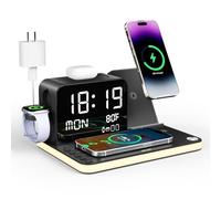 acer Estación de carga inalámbrica 7 en 1 con luz nocturna de brillo ajustable, compatible con iPhone 16/15/14/13/12 todas las series, teléfonos Android, AirPods e iWatch, cargador rápido con pantalla