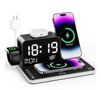 acer Estación de carga inalámbrica 7 en 1 con luz nocturna de brillo ajustable, compatible con iPhone 16/15/14/13/12 todas las series, teléfonos Android, AirPods e iWatch, cargador rápido con pantalla