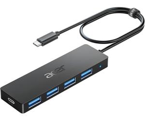 acer Hub USB C 3.0, Adaptador USB Ultra Delgado de 4 Puertos, Divisor USB multipuerto con alimentación Tipo C 5V3A, Extensor USB Compatible con Laptop Acer y PC, 60 cm