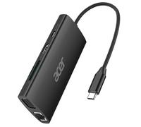Acer Hub USB C con HDMI 4K, Adaptador Ethernet USB C 9 en 1, Estación de Acoplamiento USB-A 3.1 5Gbps, Carga PD 100W, Lector de Tarjetas SD, USB a VGA para MacBook, Acer, Laptops (Negro)