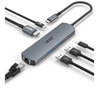 acer Hub USB C Ethernet de 1000Mbps, Adaptador HDMI 4K@60Hz, 1*USB-C 5 Gbps, 2*USB-A 3.0, PD 100W, Docking Station Multipuerto para iPhone 17/16, MacBook iPad Pro, Mac, Surface, Galaxy S25/26, etc.