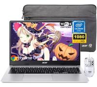 acer Laptop Chromebook 315, pantalla FHD de 15.6 pulgadas, Intel Celeron N4500, 4 GB de RAM, eMMC de 64 GB, WiFi 6, cámara web HD, sistema operativo cromado, con mouse antideslizante y funda