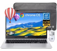 acer Laptop Chromebook 315 para estudiantes y negocios, pantalla IPS FHD de 15.6 pulgadas, computadoras portátiles Chomebook, Intel Celeron N4500, 4 GB de RAM, 320 GB (64 GB eMMC + tarjeta de 256 GB),