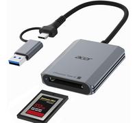 Acer Lector de Tarjetas CFexpress Tipo B de 10 Gbps, Adaptador de Tarjetas CFB con Conectores USB-C+A, USB 3.2 Gen 2 (hasta 1250 MB/s) para Portátiles, PC, Tabletas, iPhone 15-17, Galaxy S26, etc