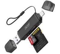 acer Lector de Tarjetas SD/Micro SD, Adaptador de Lector Tarjetas USB C y USB 3.0 Dual Conector, Compatible con SD/Micro SD/SDHC/SDXC/MMC para iPhone 16/17 Pro MAX, MacBook Air/Pro, Galaxy S26 - Negro