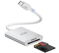 acer Lector de Tarjetas SD/Micro SD, Adaptador USB C de Lector Tarjetas, SD Card Reader Portátil Compatible con SD/Micro SD/SDHC/SDXC/MMC para iPhone 15/16 Pro MAX, MacBook, Surface Pro-Plata