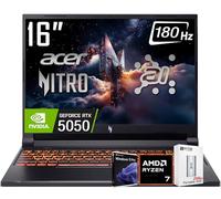 acer Nitro V 16 AI Gaming Laptop, pantalla WUXGA IPS180Hz de 16 pulgadas, AMD Ryzen 7 260 (>Intel i7-14700), NVIDIA GeForce RTX 5050 8GB GDDR7,32GB DDR5, 1TB SSD, WiFi 6E, RGB retroiluminado KB, Win11