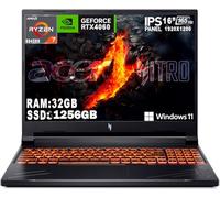 acer Nitro V16 - Ordenador portátil Gaming Ryzen 7 8845HS, RAM 32 GB DDR5 Ssd 1256 GB NVMe, pantalla 16" WUXGA IPS 165 Hz, NVIDIA GeForce RTX 4060 8 GB, teclado retroiluminado, Windows 11 Pro