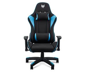 acer Predator Chair Rift Lite - Silla Gaming, Cojín Lumbar, Cabeza Extraíble, Reposabrazos Ajustables, 52 x 71 x 136,5 - Negro y Azul