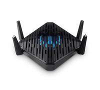 Acer Predator Connect W6d - Router Gaming Wi-Fi 6 (Procesador QuadCore, 2 GHz, 1 GB RAM DDR4, Wi-Fi 6E (AX) 2,5 GHz/5 GHz, Memoria Flash 4 GB, RJ-45 y USB), Router Color Negro