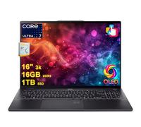 acer Swift 16 AI Copilot+ PC Laptop | 40.6 cm 3K OLED Touch 100% DCI-P3 | Intel 8-core Ultra 7 Series 2 256V hasta 47 tops | 16GB DDR5 1TB SSD | Cámara infrarroja QHD con huella dactilar