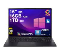 acer Swift 16 AI Laptop 16 pulgadas 3K OLED 120Hz Touch (100% DCI-P3) Intel 8-core Ultra 7 256V (hasta 47 Tops) 16GB RAM 1TB SSD retroiluminada huella dactilar para trabajo de negocios de diseño