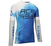 Acerbis J-Windy Vented Watermark Maillot de motocross, blanco-azul, tamaño M para Hombres