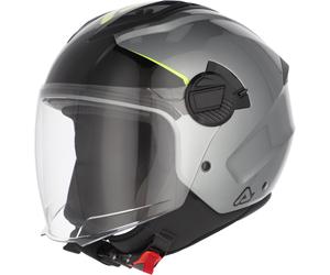 Acerbis Levante Logo Casco a reacción, plata/amarillo, Talla M (57/58)
