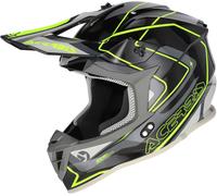 Acerbis Linear 2026 Casco de motocross, negro/gris/amarillo fluo, Talla L (59/60)