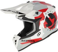 Acerbis Linear Graphic Casco de motocross, blanco/rojo/gris, Talla XXL (63/64)