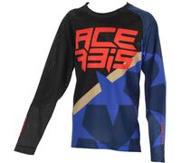 Acerbis MX J-Windy 1 Camiseta de Motocross para niños, negro-azul, tamaño S