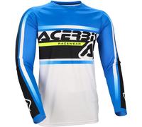 Acerbis MX Linear Camiseta juvenil de motocross, blanco/azul, Talla S