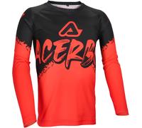 Acerbis MX Linear Graphic Camiseta juvenil de motocross, negro/rojo, Talla XXL