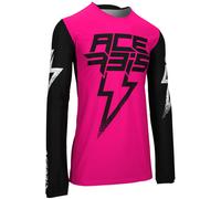 Acerbis X-Flex Blizzard Maillot de motocross, negro-rosa, tamaño L para Hombres