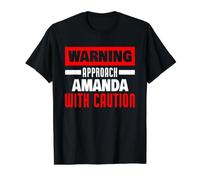 Acércate a Amanda con precaución Funny Amanda Name Camiseta gráfica económica, Hombre, Negro, M