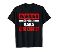 Acércate a Sara con precaución Funny Sara Nombre Camiseta gráfica económica, Hombre, Negro, XL
