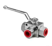 Acero al carbono 3-Way Ball Valve NPT1/2 Zinc Plated(NPT3/8) | 7250 PSI Max pressure, L-hole flow control, oil compatible, industrial grade safety, resistente sellado