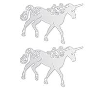 Acero al Carbono Troquel de Unicornio 2 Piezas | Plata, para Álbum y Scrapbook, Adecuado en Tarjetas, Marcos Fotográficos y Proyectos DIY