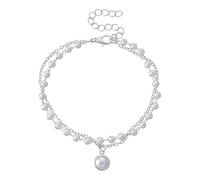 Acero apilable precioso junco pulsera joyería super inmortal doble capa perla colgante cuello mujer temperatura gargantilla collar cadena pulsera pulsera pulsera joyería, talla única, Metal, No es una
