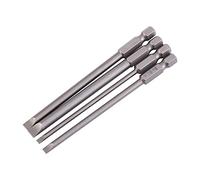 Acero de aleación S2 100 mm 1/4 pulgada Forma de vástago hexagonal 3 mm-6 mm Punta plana magnética con punta ranurada Destornilladores ranurados Bits Kits, 4 piezas