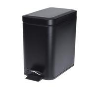 Acero Inox. Cubo de Pedal 5L Negro Rectangular Con Cubo Interior Papelera Basura