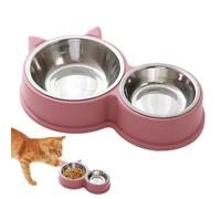 Acero inoxidable Cat Bowls, Anti-Slip Dog Bowls, Cat Ear Shape Alimentador, Prevent Tipping Design, Thickened Puppy Licking Toys, Food and Water Bowl for Pets, 11.81x5.51x1.97 in