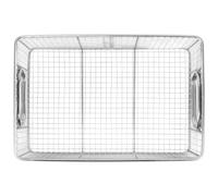 Acero Inoxidable Cesta de Freír y Elevación con Asa Ergonómica | Malla Rectangular, Uso en Freidora de Aire, para Guisos y Fondue, Color Plata, Manejo Sencillo