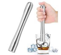 Acero Inoxidable Cóctel Muddler Hogar Varilla trituradora de Hielo Cóctel Mezclar Muddler Tools Bar Supplies Home Bar Tool Set(18.5cm)