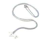 Acero Inoxidable Collar de Mujer Colgante Perro Salchicha | Cadena Tipo Suéter, Tamaño 2,5x1,1x0,1cm, Plata, para Looks Casuales y Uso Diario