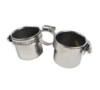 Acero Inoxidable Comedero para Loros Doble Taza y pinza | Accesorio para Poste de Pie, 19x6,5x6,5cm, Uso en Jaula, Color Plata