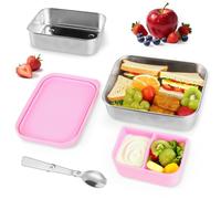 Acero Inoxidable Fiambrera, Bento Box para Niño Adulto con Cuchara, Fiambrera Infantil Compartimentos, Bento Lunch Box, Apto para LavavajillasLibre de BPA, Fiambrera Umami para Trabajo Escuela Picnic