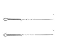 Acero Inoxidable Gancho para Voltear Carne Mango Largo 2 Piezas | Control Firme y Estable, Punta Ranurada Redondeada, para Pescado y Paleta de Cerdo, Plata