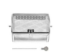 Acero inoxidable giratorio Grill Basket, Grilling Cage for Chicken Wings, Rolling Grill Basket, Sturdy Outdoor Accessories for Sausages, Seafood, BBQ Cooking Tool
