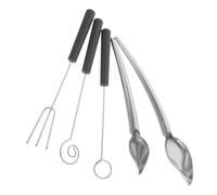 Acero Inoxidable Juego de Cucharas y Tenedores 5 Piezas | Control Fino del Vertido, Mango Ergonómico Antideslizante, Decoración en Plato, para Postres y Cocina Profesional