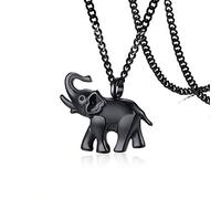 Acero inoxidable Negro Elefante Forma Cremación Hueso Urna de ceniza Colgante Abrible Collar Recuerdo Joyas Mujeres Hombres-black-One size