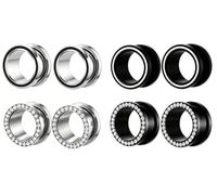 Acero inoxidable O Medidores para orejas Cristal Túnel para oreja Tapón para oreja Túneles para hombres Túneles para orejas con circonitas cúbicas Túneles con doble abocardado Túneles de madera (14MM)
