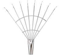 Acero Inoxidable Rastrillo de Jardín, sin Mango, 8 Dientes | Cabezal Ligero de Repuesto, para Postes 3cm, Plata, Uso en Senderos y Patio