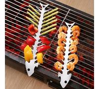 Acero inoxidable robusto para barbacoa Skewer Rack Fishbone forma para diversa preparación de alimentos (S)
