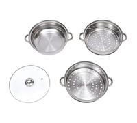 Acero Inoxidable Vaporera con Tapa de Niveles Múltiples 28cm | Apta para Cocina a Gas, Asas Antiquemaduras, Orificios Múltiples, Apilable para Pollo y Baozi