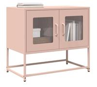 Acero laminado en frío resistente con almacenamiento y agarre cómodo rosa | Mueble para TV acero laminado en frío rosa 68x39x60,5 cm con almacenamiento y patas metálicas para salón dormitorio